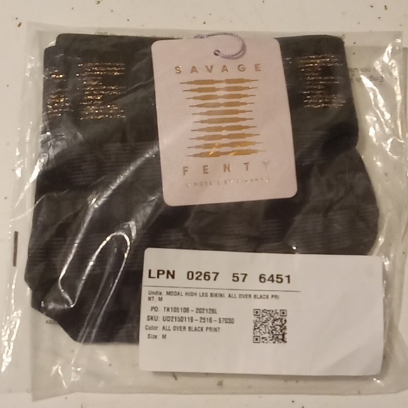 Savage"X" Fenty- Black Forever Savage High Leg Bikini-M - Picture 5 of 5